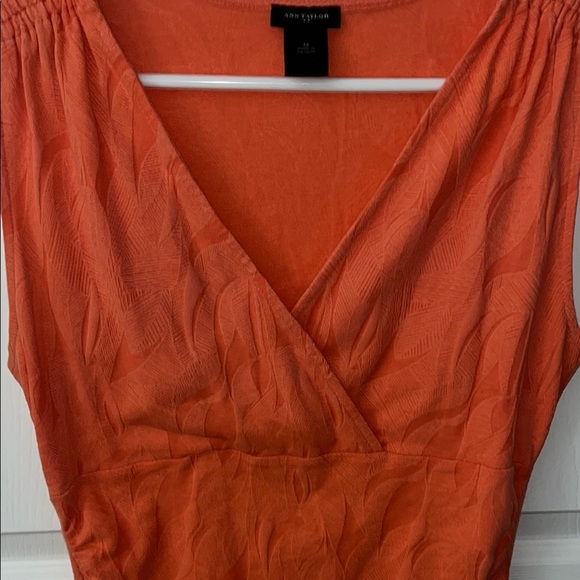 Ann Taylor Orange Textured Short Sleeve Blouse - Picture 12 of 13